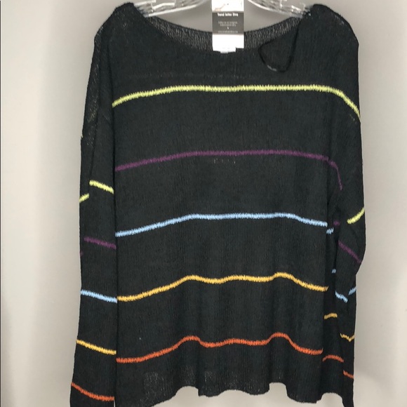 Black striped tunic knit sweater - Picture 3 of 6